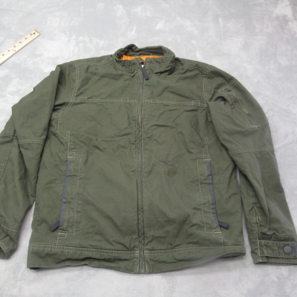 Prana Jacket Women Medium Green Canvas Pockets Insulated Quilt Lined Full Zip